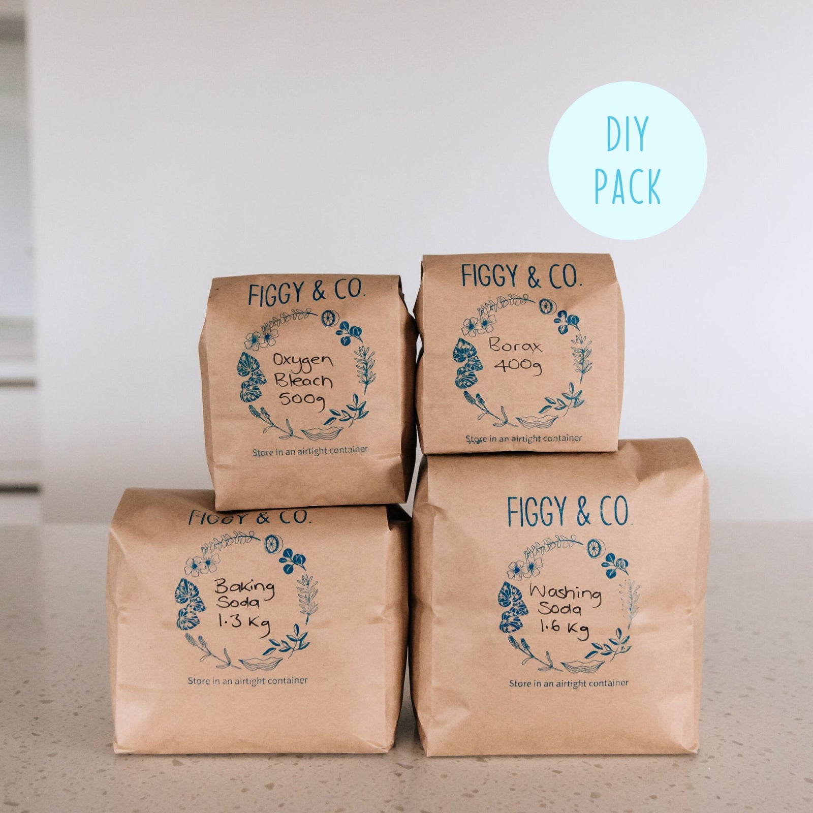 This pack replaces your washing soda, baking soda, borax and oxygen bleach to remake your laundry powder and soaker