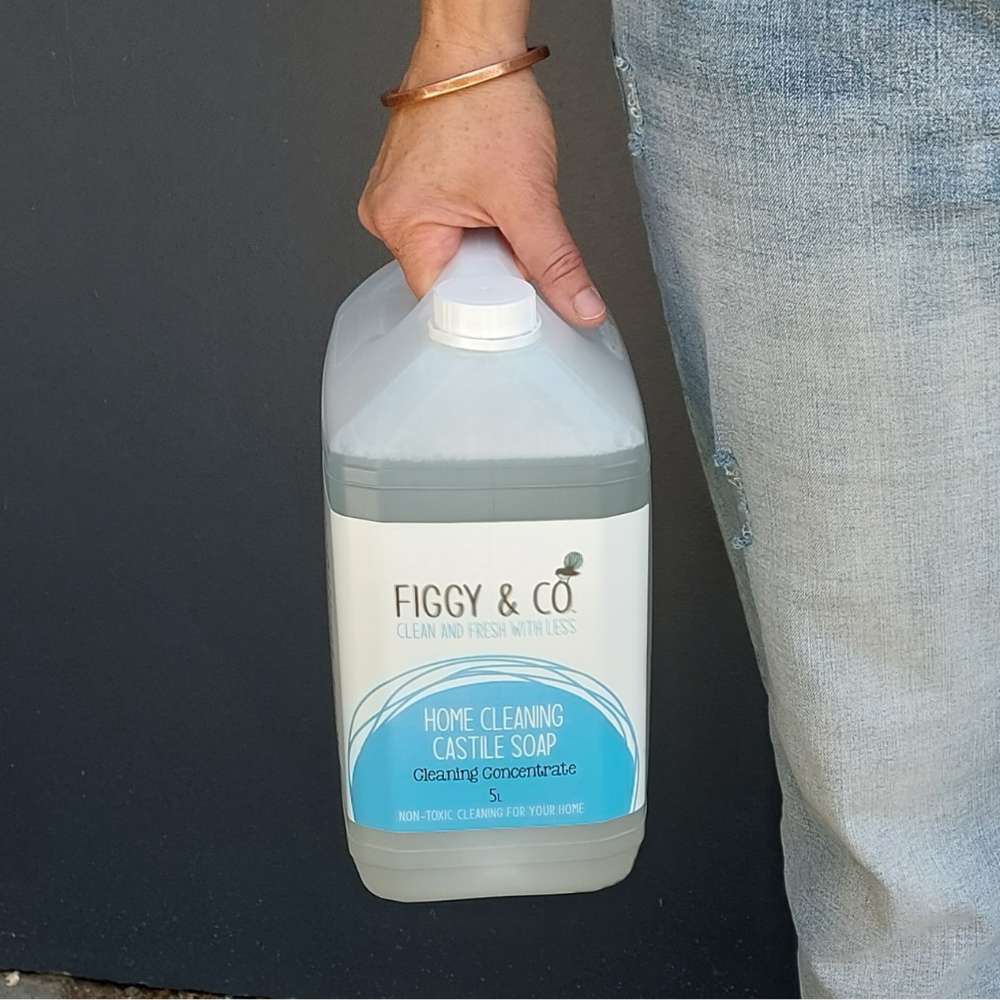 Castile soap for cleaning is available in bulk 5L size