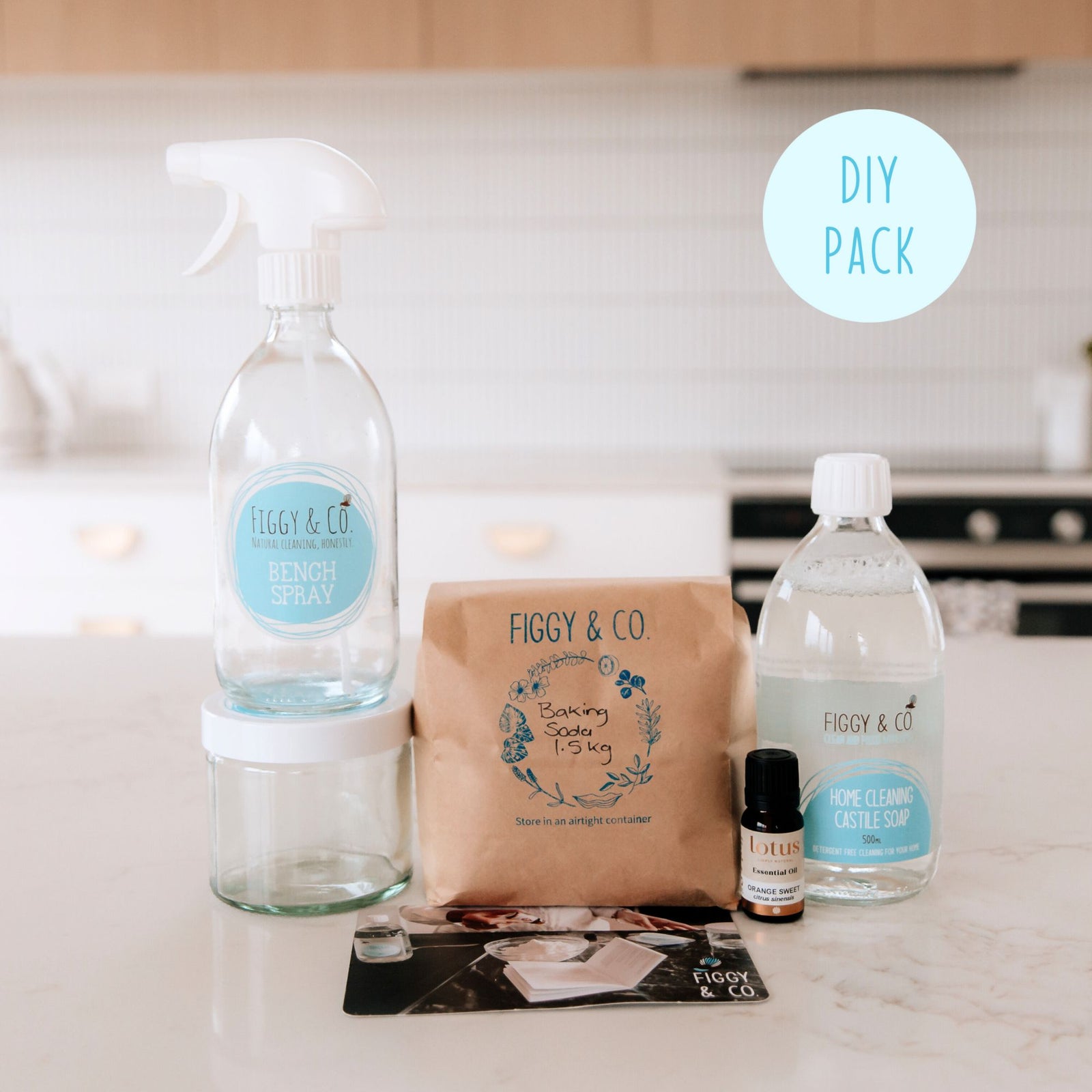 The Kitchen and Bathroom pack is to diy spray cleaner and soft scrub