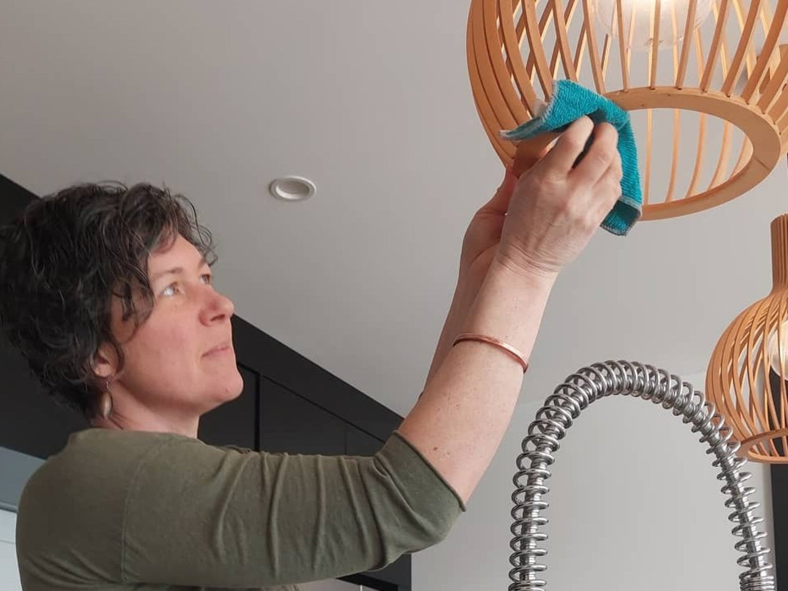 High Dusting a lamp shade with Figgy & Co's Castile Soap