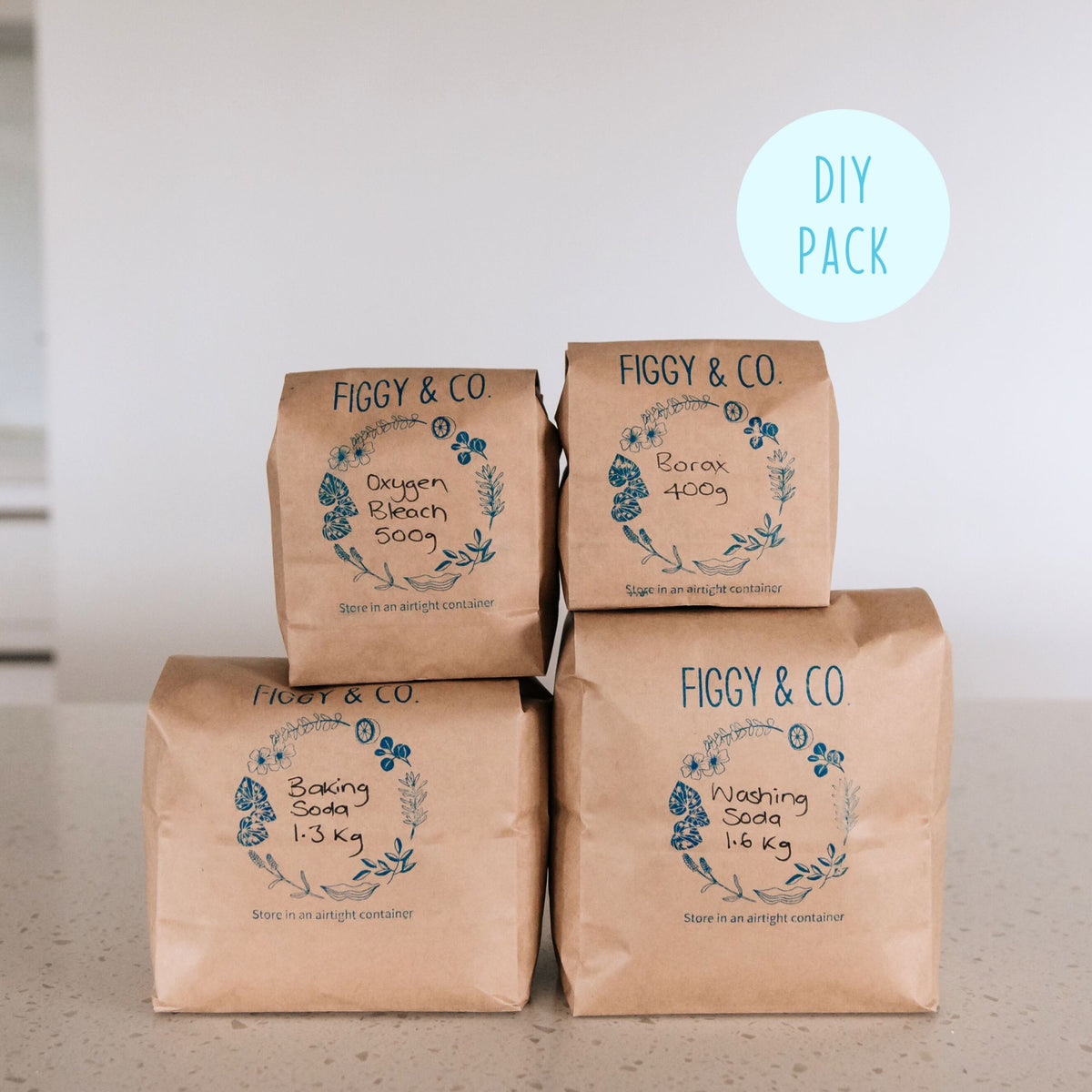 This pack replaces your washing soda, baking soda, borax and oxygen bleach to remake your laundry powder and soaker