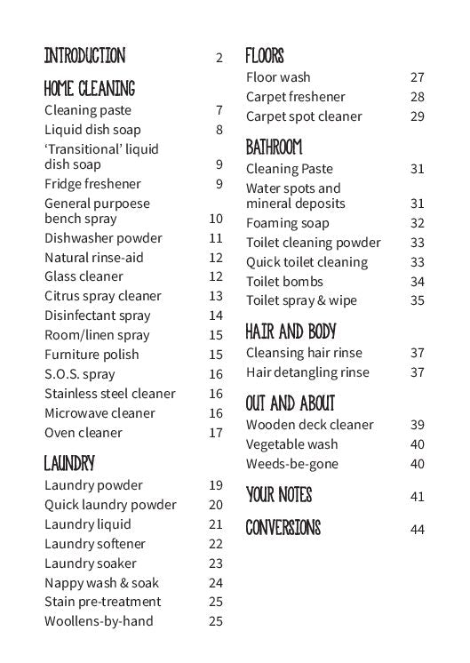 DIY Cleaning Recipe Booklet