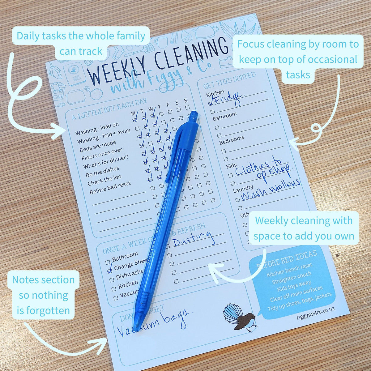 Weekly cleaning checklist