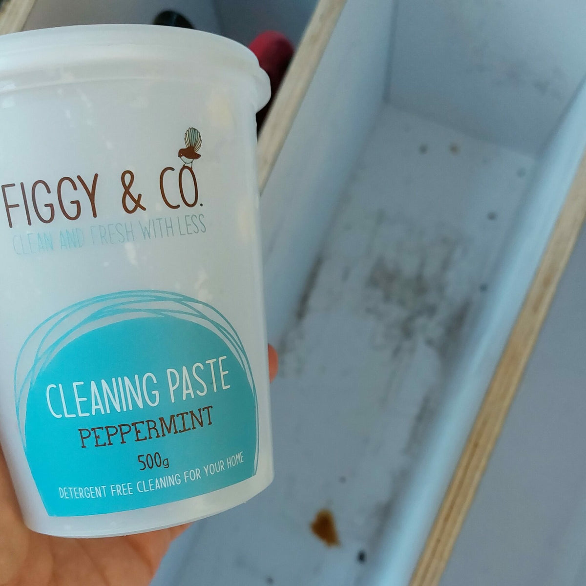 Clean your kitchen cupboards and cabinets with Figgy & Co. cleaning paste. non-toxic eco kitchen cleaning product