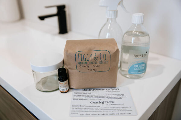 the Figgy and co kitchen and bathroom pack is a great way to get into making your own home cleaning products. 
