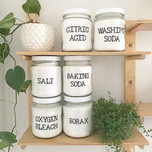 Figgy and Co natural eco cleaners label set storage decor _ dry ingredients