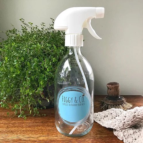 Figgy and Co best glass trigger bottle spray bottle refillable reuseable natural nontoxic eco green cleaners DIY nz