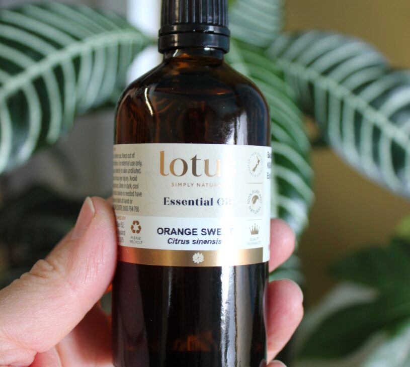 Sweet orange essential oil in a large 100ml bottle