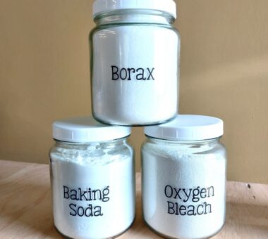 A set of labels to apply to your glass jars and containers to label all your DIY cleaning ingredients.