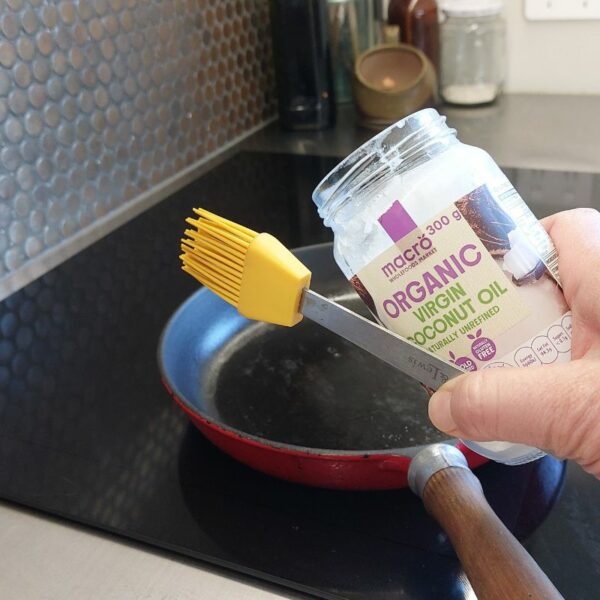 Use a high smoke point oil like coconut oil to nourish your pan